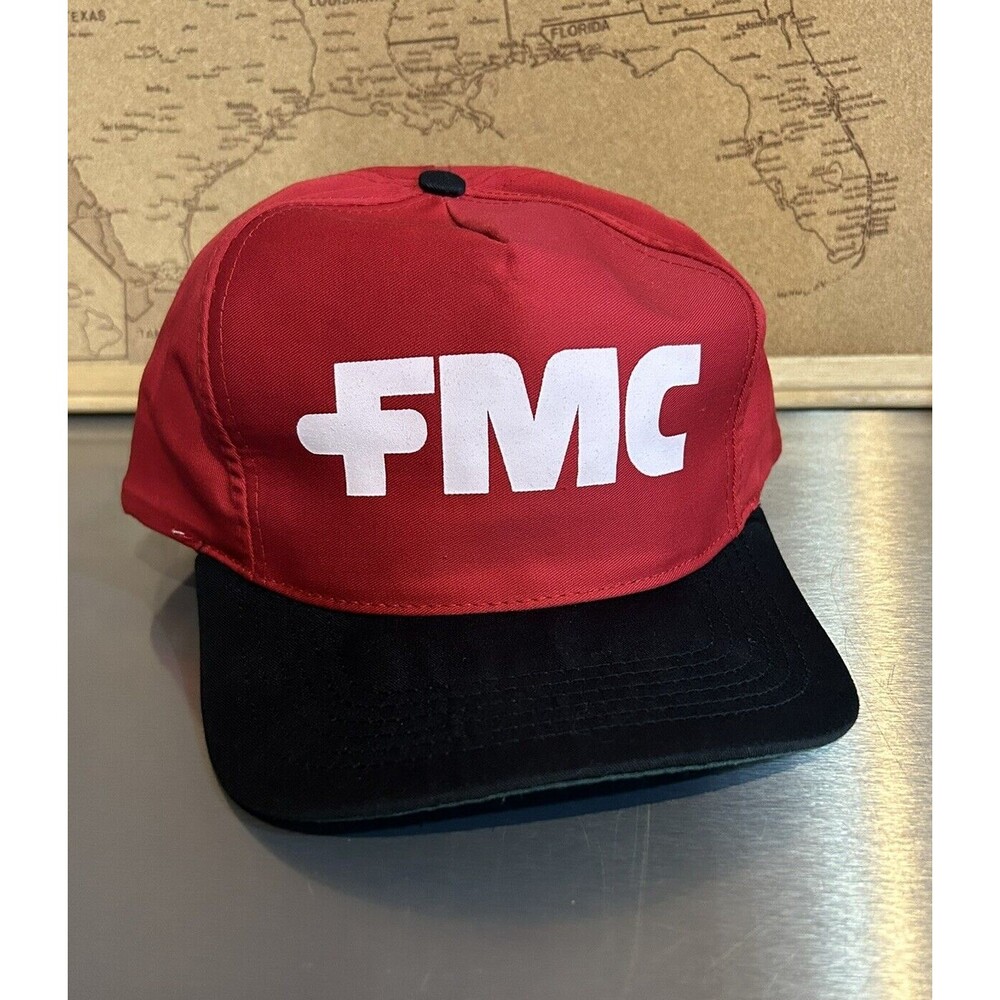 Vintage FMC San Sun Snap Back Baseball Trucker Hat/Cap Red